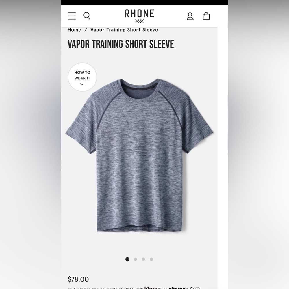 Mens Rhone Size L Blue active short sleeve - NEVER WORN